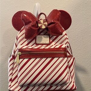 Loungefly Red and White Striped Backpack